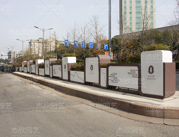 山水輕鉤不銹鋼道路隔離花箱浙江湖州案例